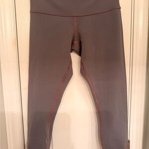 Gray Active Leggings with Red Stitching